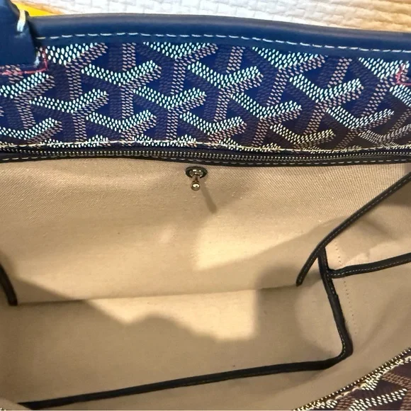 Goyard Blue Chevron Print Saint Louis Tote - Picture 3 of 13